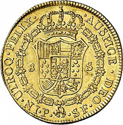 8 Escudos Reverse Image minted in SPAIN in 1789SF (1759-88  -  CARLOS III)  - The Coin Database