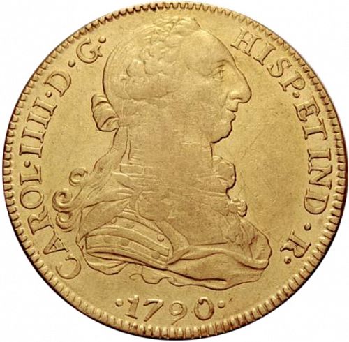 8 Escudos Obverse Image minted in SPAIN in 1790FM (1788-08  -  CARLOS IV)  - The Coin Database