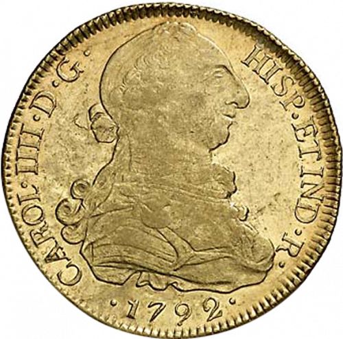 8 Escudos Obverse Image minted in SPAIN in 1792DA (1788-08  -  CARLOS IV)  - The Coin Database