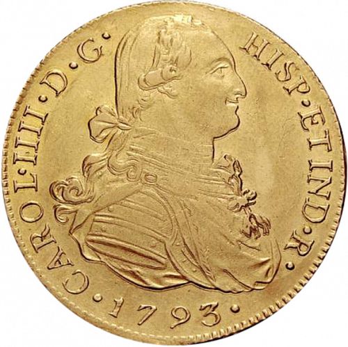 8 Escudos Obverse Image minted in SPAIN in 1793IJ (1788-08  -  CARLOS IV)  - The Coin Database