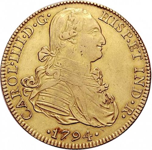 8 Escudos Obverse Image minted in SPAIN in 1794FM (1788-08  -  CARLOS IV)  - The Coin Database