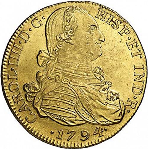 8 Escudos Obverse Image minted in SPAIN in 1794JJ (1788-08  -  CARLOS IV)  - The Coin Database