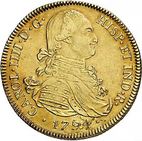 8 Escudos Obverse Image minted in SPAIN in 1794PR (1788-08  -  CARLOS IV)  - The Coin Database