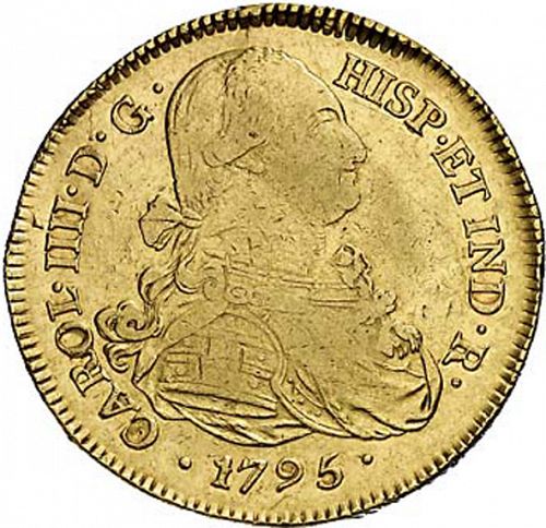 8 Escudos Obverse Image minted in SPAIN in 1795JF (1788-08  -  CARLOS IV)  - The Coin Database