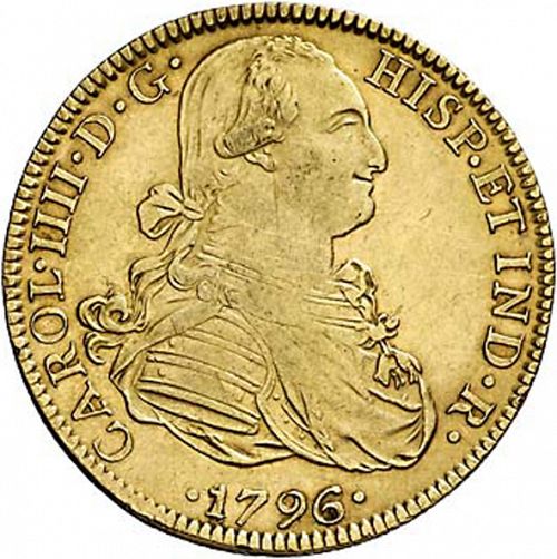 8 Escudos Obverse Image minted in SPAIN in 1796FM (1788-08  -  CARLOS IV)  - The Coin Database