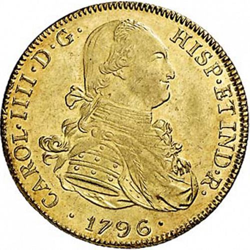 8 Escudos Obverse Image minted in SPAIN in 1796PP (1788-08  -  CARLOS IV)  - The Coin Database
