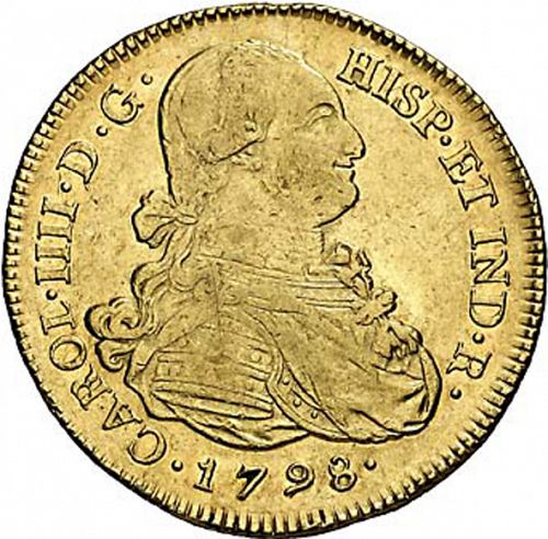8 Escudos Obverse Image minted in SPAIN in 1798JF (1788-08  -  CARLOS IV)  - The Coin Database