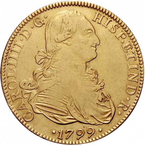 8 Escudos Obverse Image minted in SPAIN in 1799FM (1788-08  -  CARLOS IV)  - The Coin Database