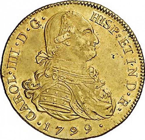8 Escudos Obverse Image minted in SPAIN in 1799JF (1788-08  -  CARLOS IV)  - The Coin Database