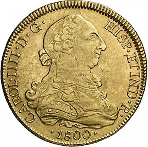 8 Escudos Obverse Image minted in SPAIN in 1800JA (1788-08  -  CARLOS IV)  - The Coin Database