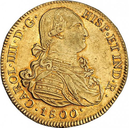 8 Escudos Obverse Image minted in SPAIN in 1800JF (1788-08  -  CARLOS IV)  - The Coin Database