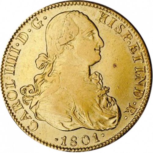 8 Escudos Obverse Image minted in SPAIN in 1801FM (1788-08  -  CARLOS IV)  - The Coin Database