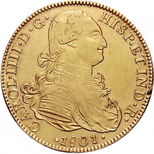 8 Escudos Obverse Image minted in SPAIN in 1801FT (1788-08  -  CARLOS IV)  - The Coin Database