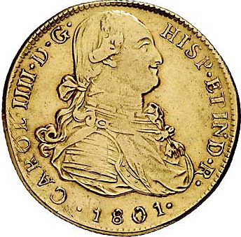 8 Escudos Obverse Image minted in SPAIN in 1801IJ (1788-08  -  CARLOS IV)  - The Coin Database