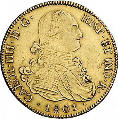 8 Escudos Obverse Image minted in SPAIN in 1801PP (1788-08  -  CARLOS IV)  - The Coin Database