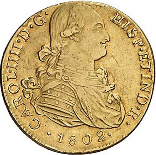 8 Escudos Obverse Image minted in SPAIN in 1802IJ (1788-08  -  CARLOS IV)  - The Coin Database