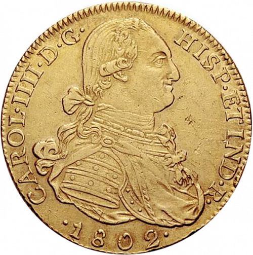 8 Escudos Obverse Image minted in SPAIN in 1802JJ (1788-08  -  CARLOS IV)  - The Coin Database
