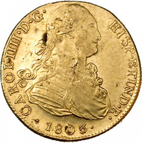8 Escudos Obverse Image minted in SPAIN in 1803IJ (1788-08  -  CARLOS IV)  - The Coin Database