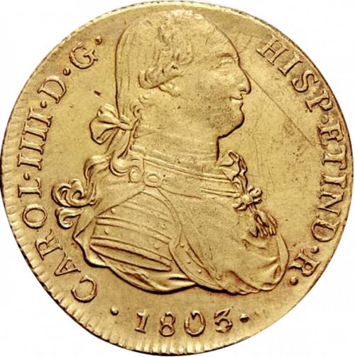 8 Escudos Obverse Image minted in SPAIN in 1803JP (1788-08  -  CARLOS IV)  - The Coin Database