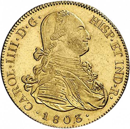 8 Escudos Obverse Image minted in SPAIN in 1803PJ (1788-08  -  CARLOS IV)  - The Coin Database