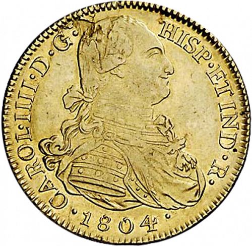 8 Escudos Obverse Image minted in SPAIN in 1804JF (1788-08  -  CARLOS IV)  - The Coin Database