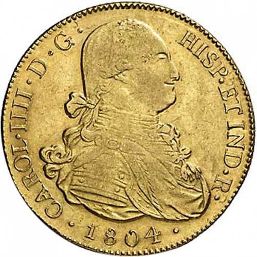 8 Escudos Obverse Image minted in SPAIN in 1804PJ (1788-08  -  CARLOS IV)  - The Coin Database