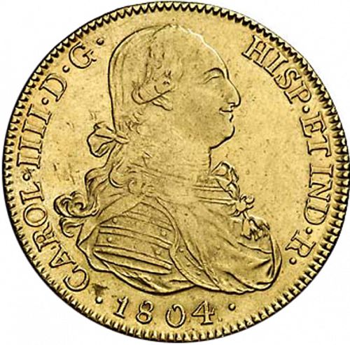 8 Escudos Obverse Image minted in SPAIN in 1804TH (1788-08  -  CARLOS IV)  - The Coin Database