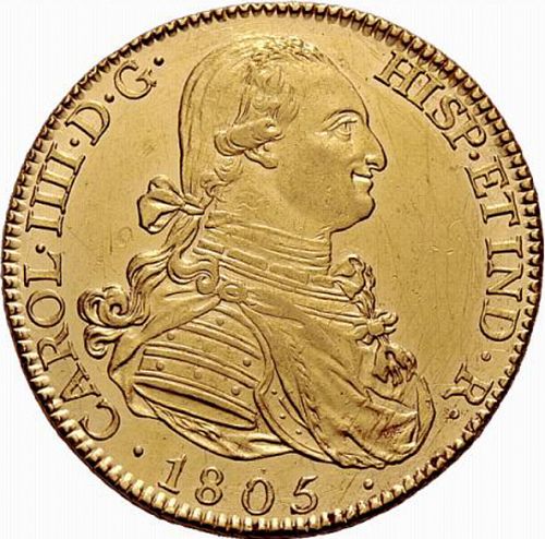 8 Escudos Obverse Image minted in SPAIN in 1805FA (1788-08  -  CARLOS IV)  - The Coin Database