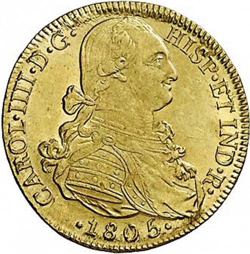 8 Escudos Obverse Image minted in SPAIN in 1805JJ (1788-08  -  CARLOS IV)  - The Coin Database