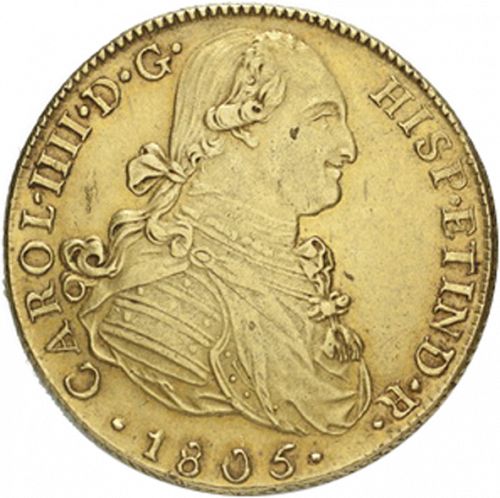 8 Escudos Obverse Image minted in SPAIN in 1805JP (1788-08  -  CARLOS IV)  - The Coin Database