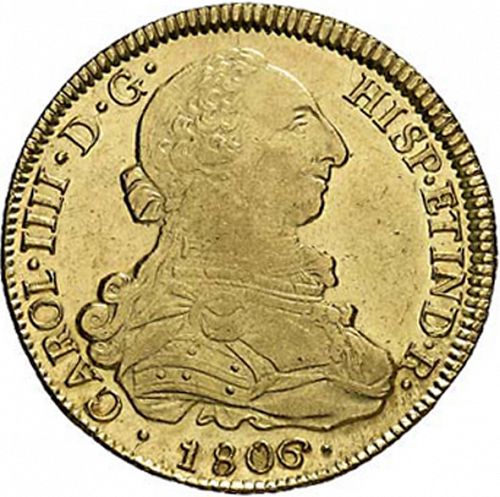 8 Escudos Obverse Image minted in SPAIN in 1806FJ (1788-08  -  CARLOS IV)  - The Coin Database