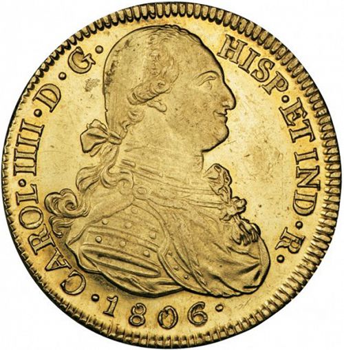 8 Escudos Obverse Image minted in SPAIN in 1806JF (1788-08  -  CARLOS IV)  - The Coin Database