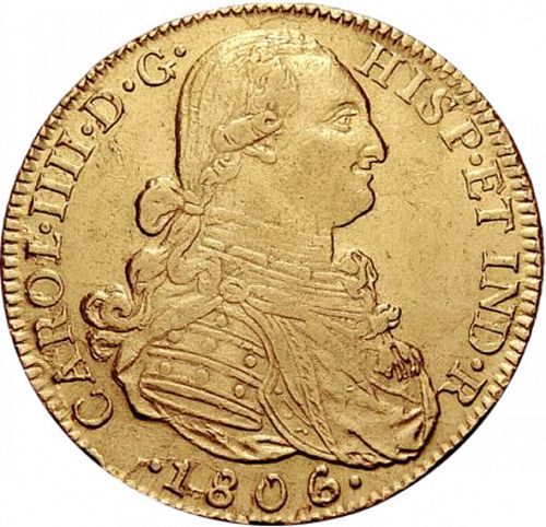 8 Escudos Obverse Image minted in SPAIN in 1806JJ (1788-08  -  CARLOS IV)  - The Coin Database