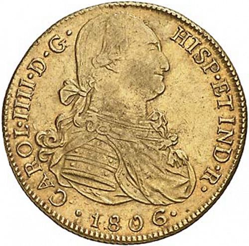 8 Escudos Obverse Image minted in SPAIN in 1806JP (1788-08  -  CARLOS IV)  - The Coin Database
