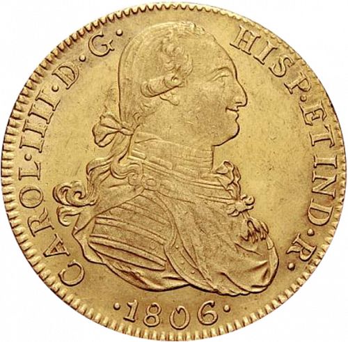 8 Escudos Obverse Image minted in SPAIN in 1806TH (1788-08  -  CARLOS IV)  - The Coin Database