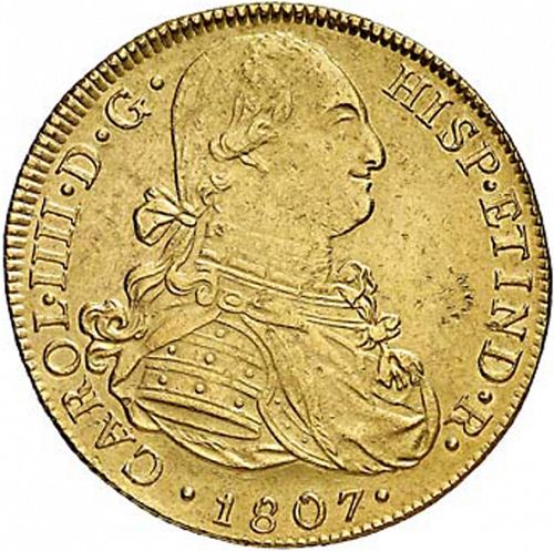 8 Escudos Obverse Image minted in SPAIN in 1807JP (1788-08  -  CARLOS IV)  - The Coin Database