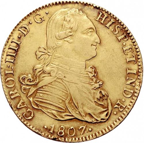 8 Escudos Obverse Image minted in SPAIN in 1807TH (1788-08  -  CARLOS IV)  - The Coin Database