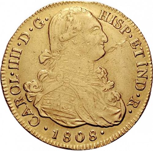 8 Escudos Obverse Image minted in SPAIN in 1808JF (1788-08  -  CARLOS IV)  - The Coin Database