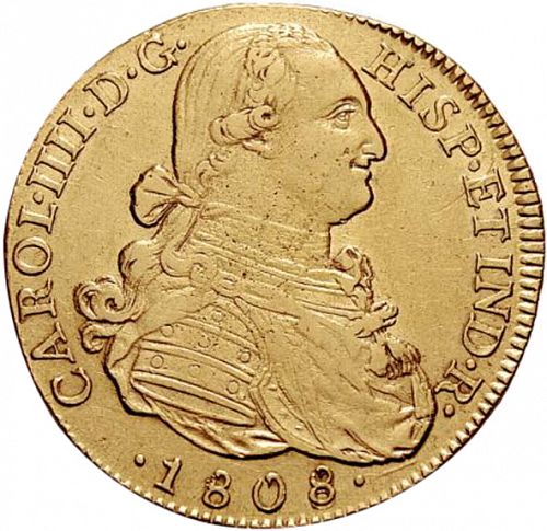 8 Escudos Obverse Image minted in SPAIN in 1808JJ (1788-08  -  CARLOS IV)  - The Coin Database