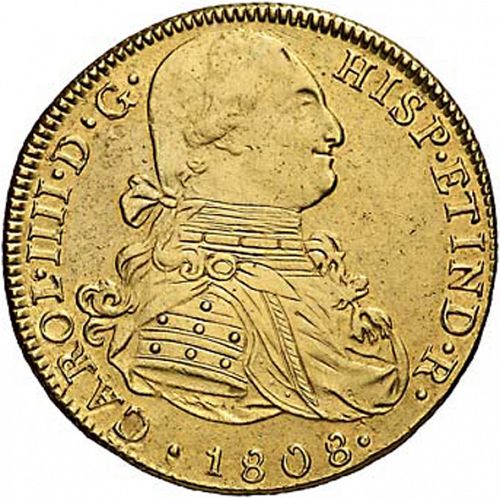 8 Escudos Obverse Image minted in SPAIN in 1808JP (1788-08  -  CARLOS IV)  - The Coin Database
