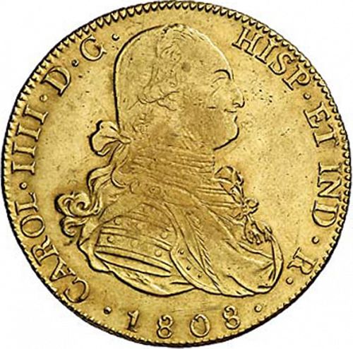 8 Escudos Obverse Image minted in SPAIN in 1808PJ (1788-08  -  CARLOS IV)  - The Coin Database