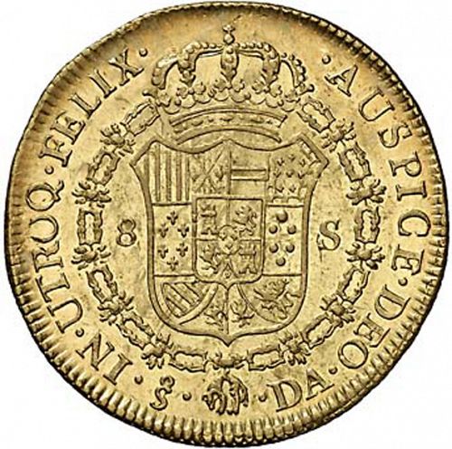 8 Escudos Reverse Image minted in SPAIN in 1792DA (1788-08  -  CARLOS IV)  - The Coin Database