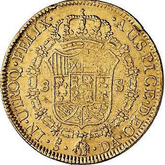 8 Escudos Reverse Image minted in SPAIN in 1793DA (1788-08  -  CARLOS IV)  - The Coin Database