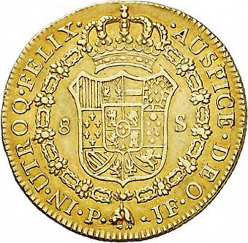 8 Escudos Reverse Image minted in SPAIN in 1796JF (1788-08  -  CARLOS IV)  - The Coin Database