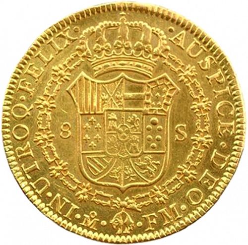 8 Escudos Reverse Image minted in SPAIN in 1798FM (1788-08  -  CARLOS IV)  - The Coin Database