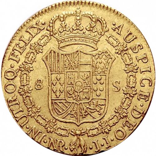 8 Escudos Reverse Image minted in SPAIN in 1798JJ (1788-08  -  CARLOS IV)  - The Coin Database