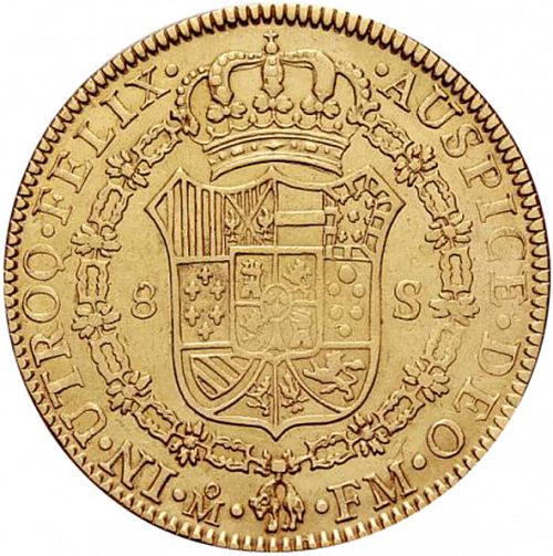 8 Escudos Reverse Image minted in SPAIN in 1799FM (1788-08  -  CARLOS IV)  - The Coin Database