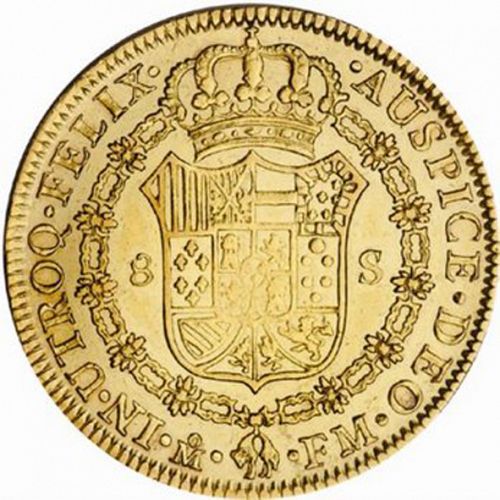 8 Escudos Reverse Image minted in SPAIN in 1801FM (1788-08  -  CARLOS IV)  - The Coin Database