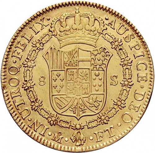 8 Escudos Reverse Image minted in SPAIN in 1801FT (1788-08  -  CARLOS IV)  - The Coin Database