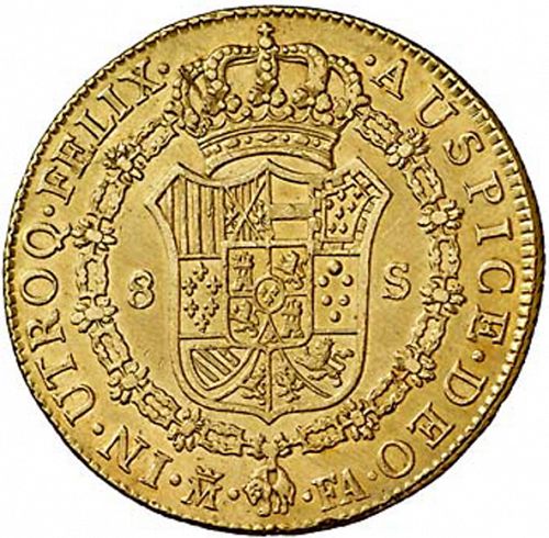 8 Escudos Reverse Image minted in SPAIN in 1802FA (1788-08  -  CARLOS IV)  - The Coin Database